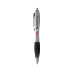 Stylo bille Nash corps argenté grip coloré encre bleue