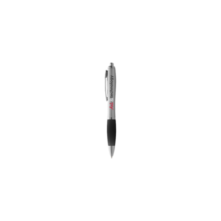 Stylo bille Nash corps argenté grip coloré encre bleue