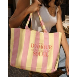 Sac Louise – rayure jaune et rose
