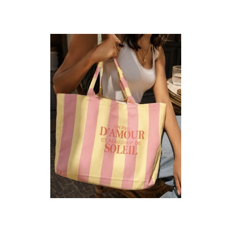 Sac Louise – rayure jaune et rose